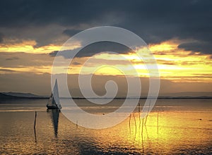 Lake Trasimeno yacht At sunset