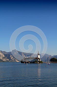 Lake Traun and Castle Orth in Austria