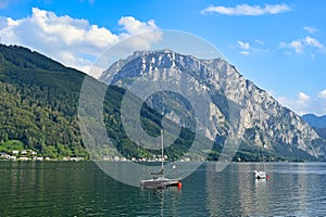 Lake Traun Traunsee and mountains landscapes