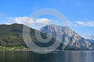 Lake Traun Traunsee and mountains landscapes Austria summer photo