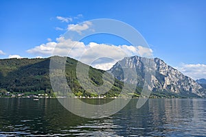 Lake Traun Traunsee and mountains in Upper Austria