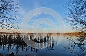 Lake with Trees Both Sides photo