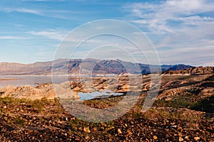 Lake in the vally between the mountains in Arizona