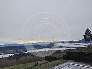 Lake view clouds and mountain deck