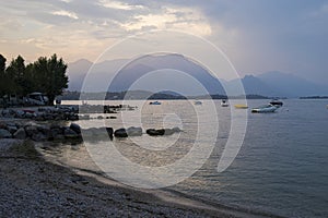 Lake view at dusk in Manerba del Garda, Italy