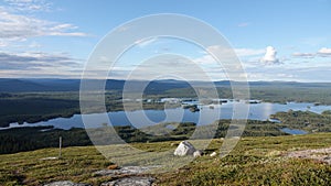 Lake view from Galtis mountain near Arjeplog in Swedish Lapland.