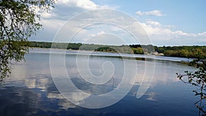 Lake view lakeside clouds reflection water sunny beautiful scenery