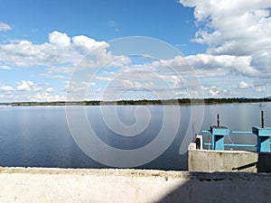 A lake view of small lake flowing water uper area