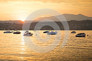 Lake view at sunset in Manerba del Garda, Italy