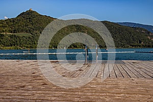 Lake view from the swimming pier at Lake Caldaro Italy