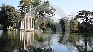 The lake of Villa Borghese, the temple of Aesculapius