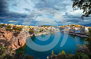 The lake Voulismeni in Agios Nikolaos, Crete, Greece.