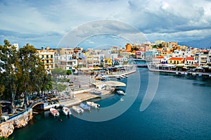 The lake Voulismeni in Agios Nikolaos, Crete, Greece.