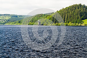 Lake Vyrnwy reservoir and straining tower. photo