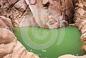 Lake in Wadi El Veshwash canyon in Sinai Peninsula