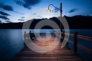 Lake Wakatipu jetty in Glenorchy, Queenstown, New Zealand