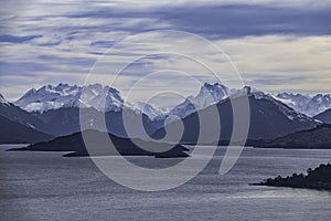 Lake Wakatipu in the mountains of Queensland, New Zealand.