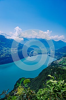 lake Walensee. Switzerland, Europe, viewpoint over the Walensee