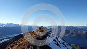 Lake Wanaka lookout from Roys Peak in winter, New Zealand