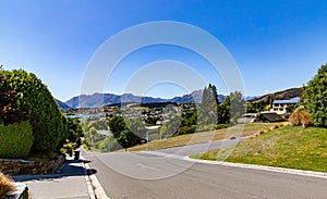 Lake Wanaka and the Southern Alps, with surrounding landscape in Wanaka, Otago, South Island, New Zealand