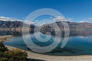 Lake Wanaka at summer sunny day, South island, New Zealand