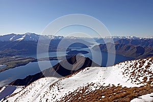 Lake Wanaka from top of Roys Peak track in winter, New Zealand