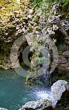 Lake of the Waterfall. Grotto of the East. Quinta da Regaleira. Sintra.Portugal photo