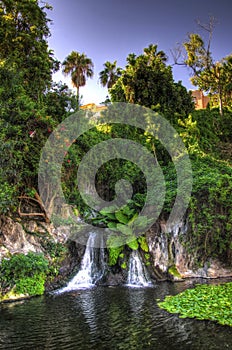 Lake with waterfall, Tenerife, Canarian Islands