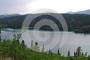 Lake between Whitehorse and Skagway in Yukon, Canada photo