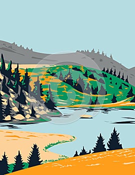 Lake Windeben in Nock Mountains National Park Carinthia Austria  Art Deco WPA Poster Art