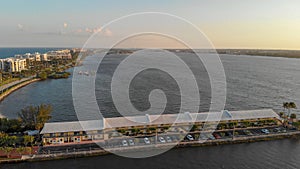 Lake Worth at sunset, panoramic aerial view, Florida