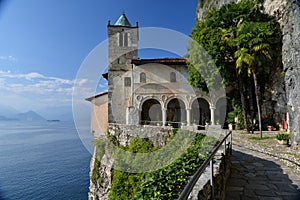 Lake - lago - Maggiore, Italy. Santa Caterina del Sasso monastery photo