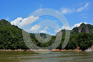 Lake and yacht in Fujian, South of China