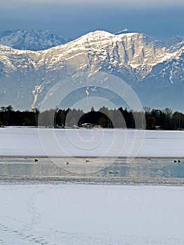 Lake Zell and Alps mountains