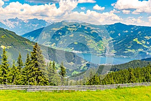 Lake Zell, German: Zeller See, at Zell am See in Austrian Alps, Austria