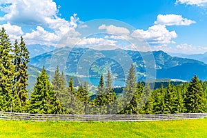 Lake Zell, German: Zeller See, at Zell am See in Austrian Alps, Austria