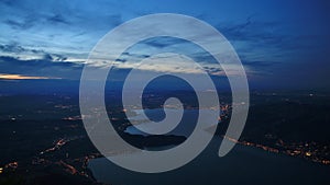 Lake Zugersee by night, view from mount Rigi