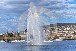 Lake Zurich and Zurich cityscape