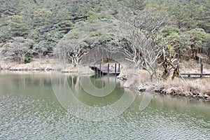 Lakefront of jiuxianshan mountain photo