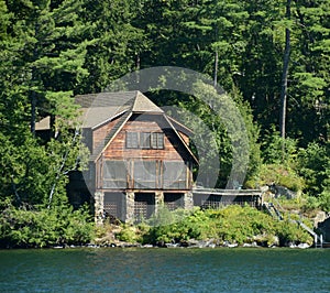 Lakefront log home