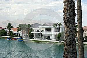 Lakefront mansions with water view