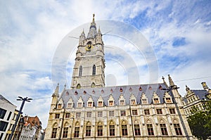 Lakenhalle and Saint Bavo square, Ghent, Belgium