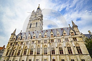 Lakenhalle and Saint Bavo square, Ghent, Belgium