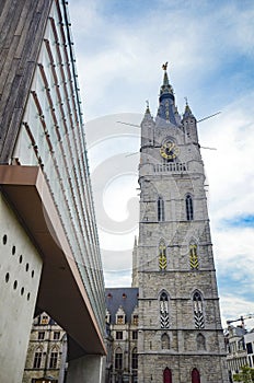 Lakenhalle and Saint Bavo square, Ghent, Belgium