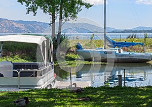 Lakeport, California, old boat and new boat