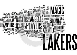 Lakers Players Text Background Word Cloud Concept photo