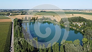 Lakes in the middle of crop fields on the Padan plains