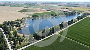 Lakes in the middle of crop fields on the Padan plains
