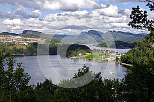 Lakes and mountains in Magma Geopark. Rogaland, Norway. September 11, 2015.