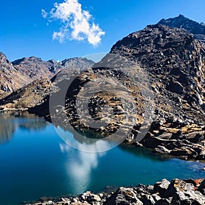 Lakes of nepal gosainkunda blue sky and lakes